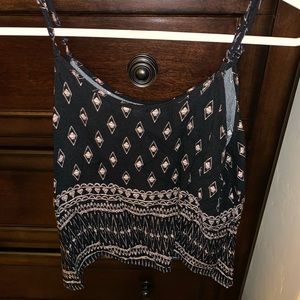 Tribal print black tank/crop top